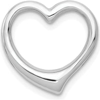10K White Gold Polished Heart Chain Slide Pendant