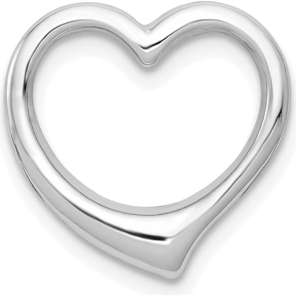10K White Gold Polished Heart Chain Slide Pendant