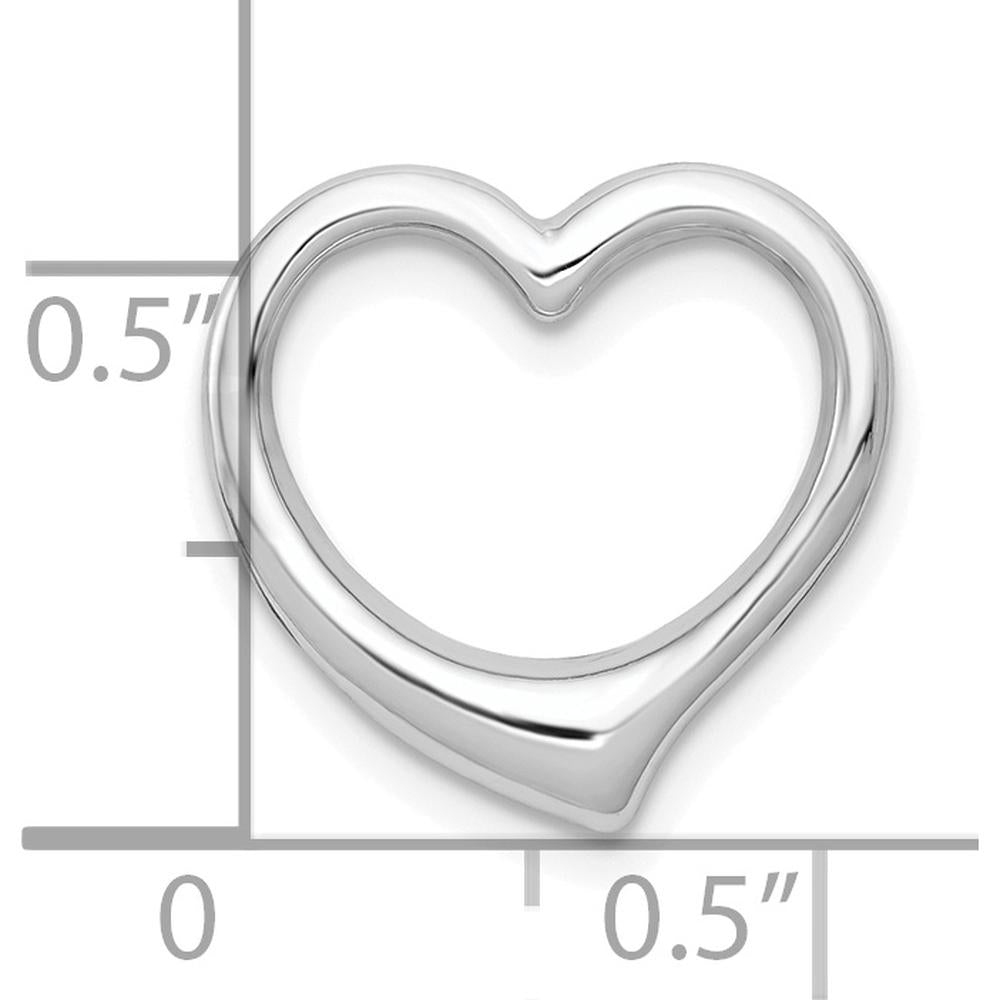 10K White Gold Polished Heart Chain Slide Pendant