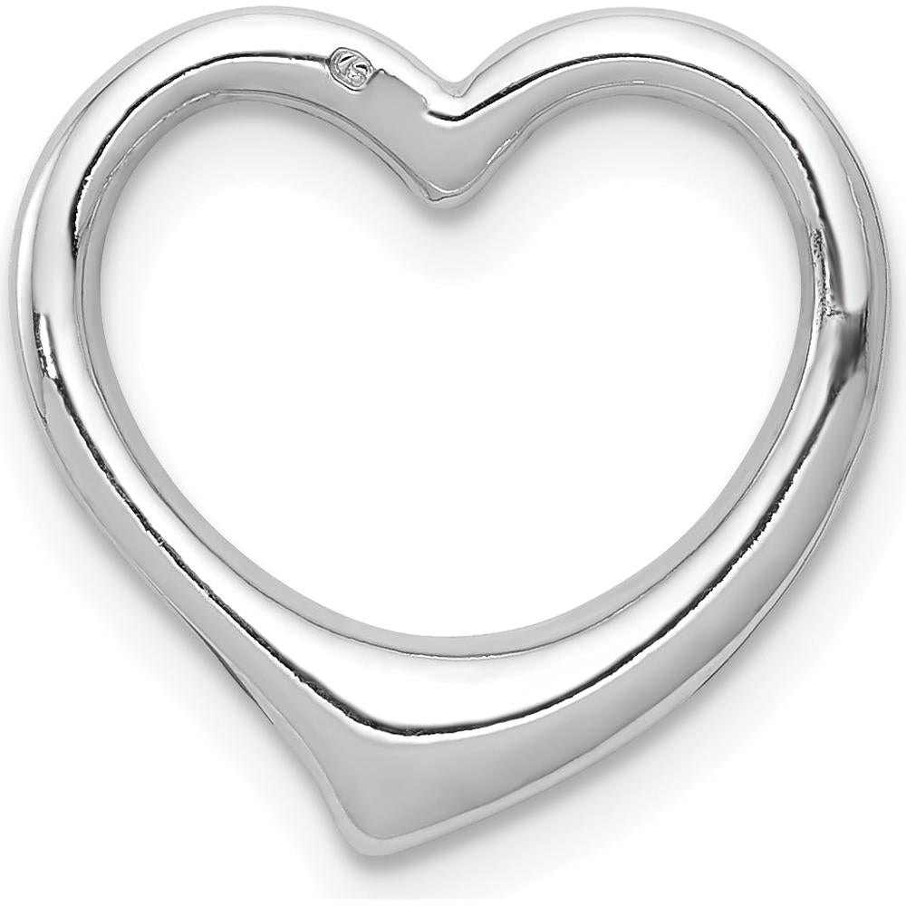 10K White Gold Polished Heart Chain Slide Pendant