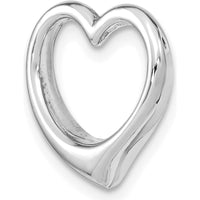 10K White Gold Polished Heart Chain Slide Pendant