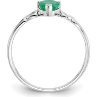 10K White Gold Polished Heart-Shaped Genuine Emerald Birthstone Ring - 0.43 Carat Total Emerald Weight