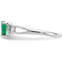 10K White Gold Polished Heart-Shaped Genuine Emerald Birthstone Ring - 0.43 Carat Total Emerald Weight
