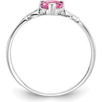 10K White Gold Polished Heart-Shaped Pink Tourmaline Birthstone Ring - 0.450 Carat Total Gem Weight