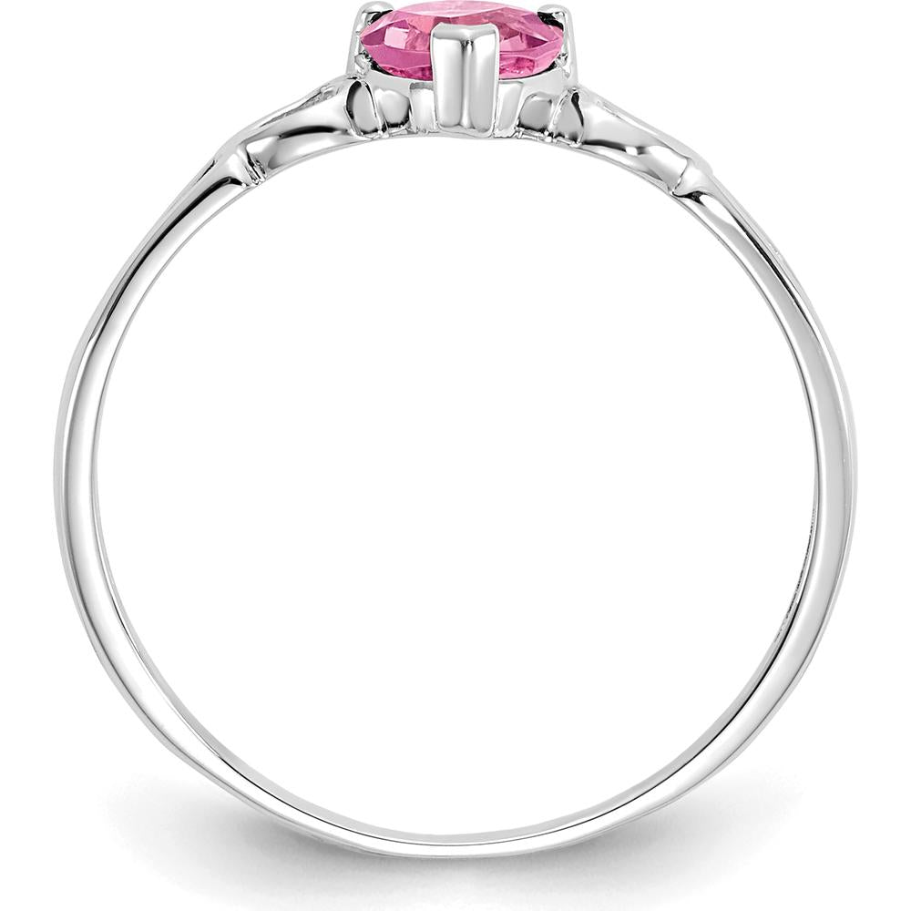 10K White Gold Polished Heart-Shaped Pink Tourmaline Birthstone Ring - 0.450 Carat Total Gem Weight