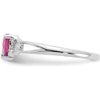10K White Gold Polished Heart-Shaped Pink Tourmaline Birthstone Ring - 0.450 Carat Total Gem Weight