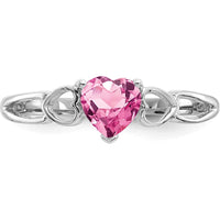 10K White Gold Polished Heart-Shaped Pink Tourmaline Birthstone Ring - 0.450 Carat Total Gem Weight