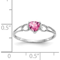 10K White Gold Polished Heart-Shaped Pink Tourmaline Birthstone Ring - 0.450 Carat Total Gem Weight