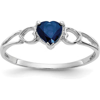 10K White Gold Polished Heart-Shaped Sapphire Birthstone Ring - 0.58 Carat Total Sapphire Weight