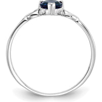 10K White Gold Polished Heart-Shaped Sapphire Birthstone Ring - 0.58 Carat Total Sapphire Weight