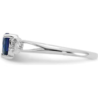 10K White Gold Polished Heart-Shaped Sapphire Birthstone Ring - 0.58 Carat Total Sapphire Weight