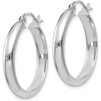 10K White Gold Polished Hoop Earrings - 26mm Length