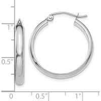 10K White Gold Polished Hoop Earrings - 26mm Length