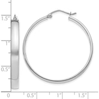 10K White Gold Polished Hoop Earrings - 35mm Length