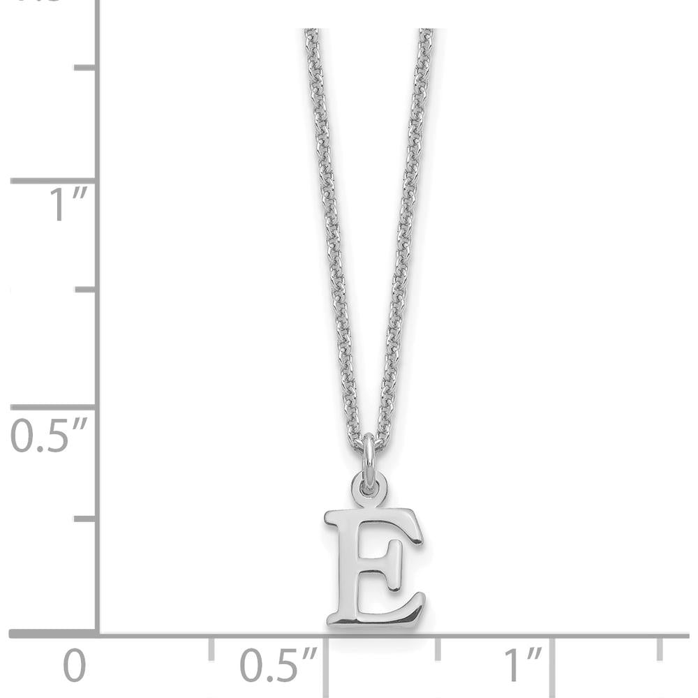 10K White Gold Polished Letter E Initial Pendant Necklace - 18" Cable Chain