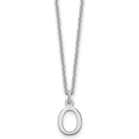 10K White Gold Polished Letter O Initial Necklace - 18" Cable Chain