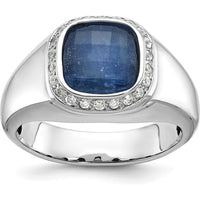 10K White Gold Polished Men's Ring with Rhodium Plating by IBGoodman