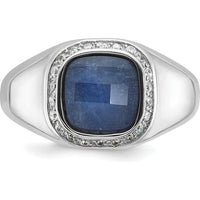 10K White Gold Polished Men's Ring with Rhodium Plating by IBGoodman