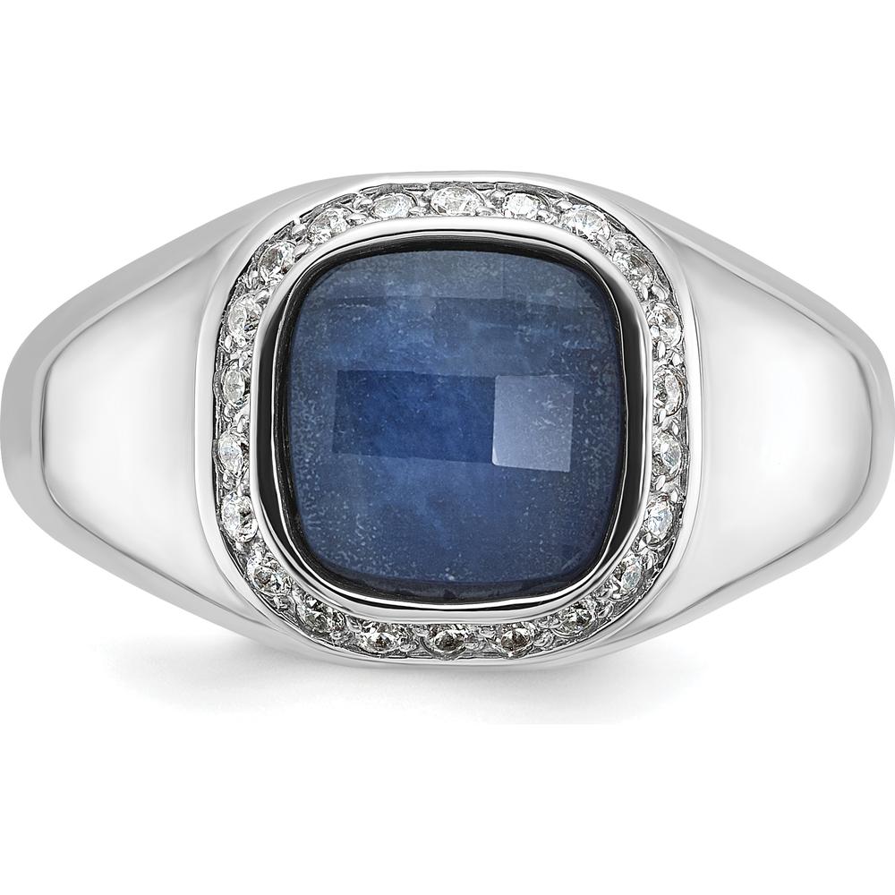 10K White Gold Polished Men's Ring with Rhodium Plating by IBGoodman