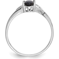 10K White Gold Polished Oval Sapphire Birthstone Ring - 0.68 Carat Total Sapphire Weight