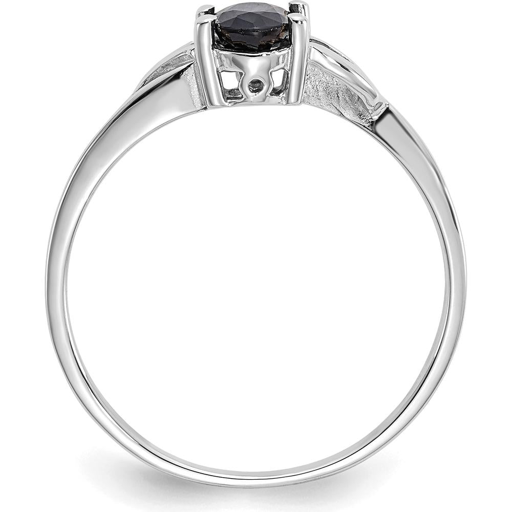 10K White Gold Polished Oval Sapphire Birthstone Ring - 0.68 Carat Total Sapphire Weight