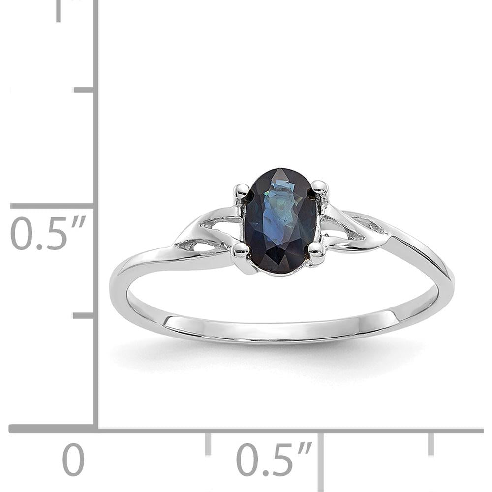 10K White Gold Polished Oval Sapphire Birthstone Ring - 0.68 Carat Total Sapphire Weight