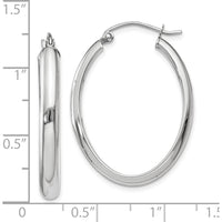 10K White Gold Polished Oval Tube Hoop Earrings - 3.75mm Width, 17mm Length
