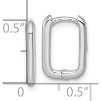 10K White Gold Polished Rectangle Hinged Hoop Earrings - Sleek and Modern Design