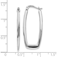 10K White Gold Polished Rectangle Hoop Earrings - 33mm Length, 2.25mm Width