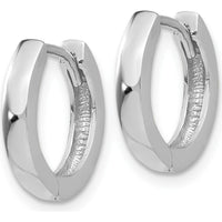 10K White Gold Polished Round Hinged Hoop Earrings with Rhodium Plating