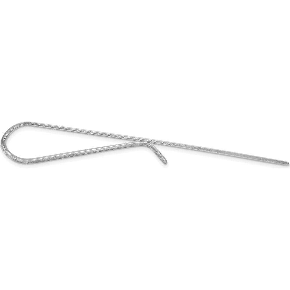 10K White Gold Polished Tie Bar with Rhodium Plating - 50mm Length