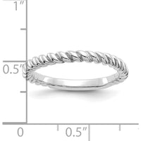 10K White Gold Polished Twisted Band Ring - 3mm Width