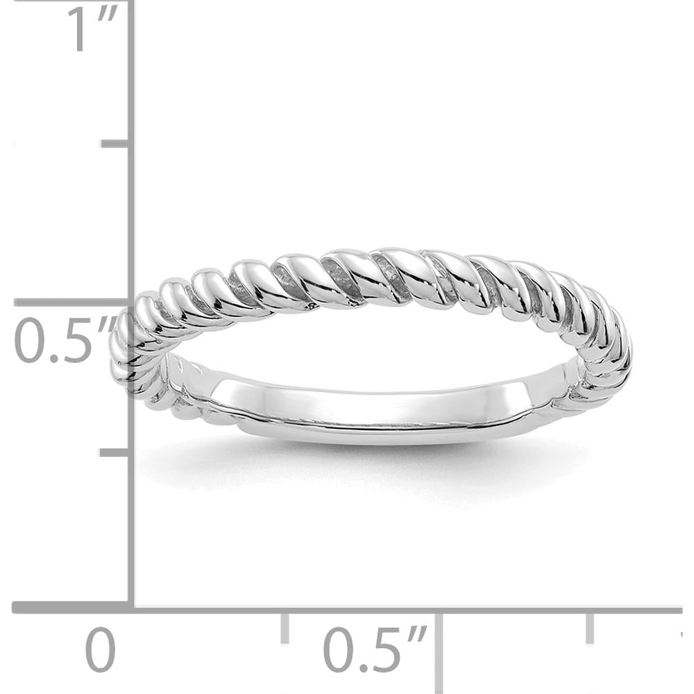 10K White Gold Polished Twisted Band Ring - 3mm Width