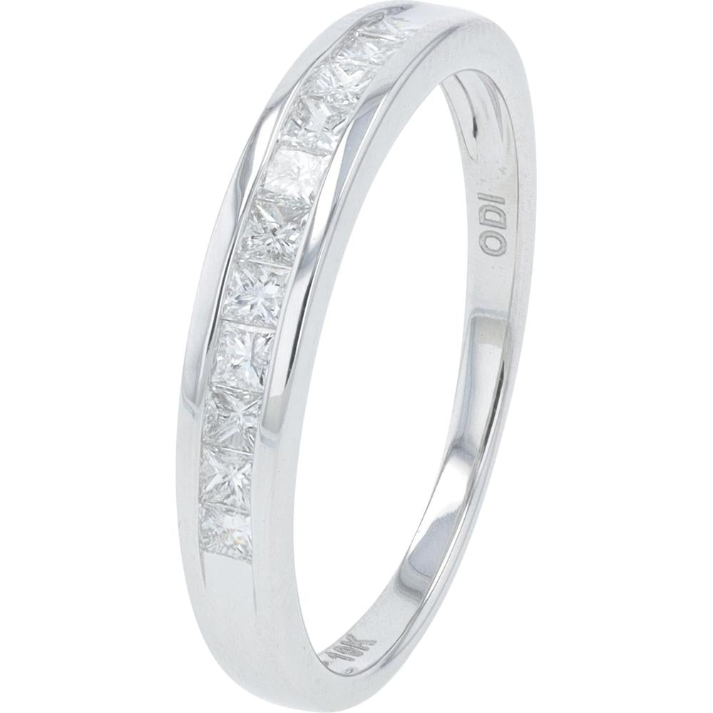 10K White Gold Princess Cut Diamond Band Ring - 0.38 Carat Total Diamond Weight