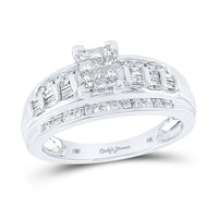 10K White Gold Princess Diamond Bridal Ring - 1/2 Carat Total Diamond Weight
