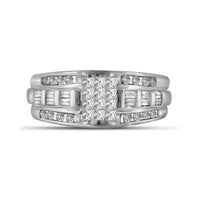 10K White Gold Princess Diamond Bridal Ring - 1/2 Carat Total Diamond Weight