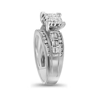 10K White Gold Princess Diamond Bridal Ring - 1/2 Carat Total Diamond Weight