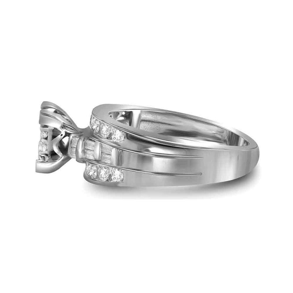 10K White Gold Princess Diamond Bridal Ring - 1/2 Carat Total Diamond Weight
