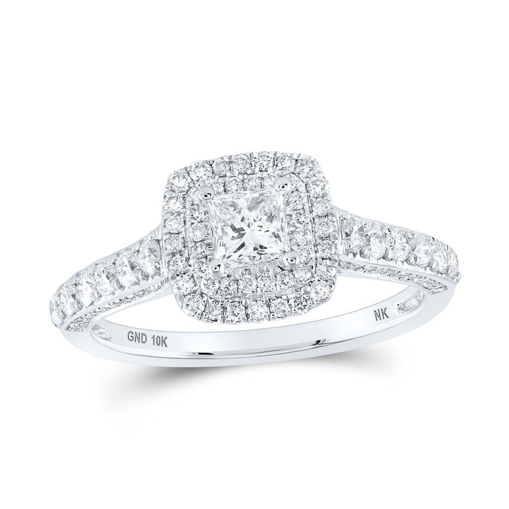 10K White Gold Princess Diamond Bridal Ring - 1 Carat Total Diamond Weight