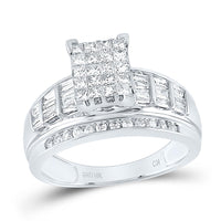 10K White Gold Princess Diamond Bridal Ring - 1 Carat Total Diamond Weight