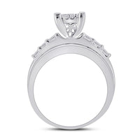 10K White Gold Princess Diamond Bridal Ring - 1 Carat Total Diamond Weight