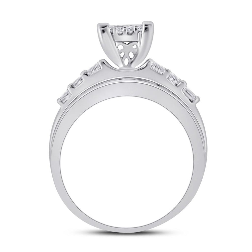 10K White Gold Princess Diamond Bridal Ring - 1 Carat Total Diamond Weight