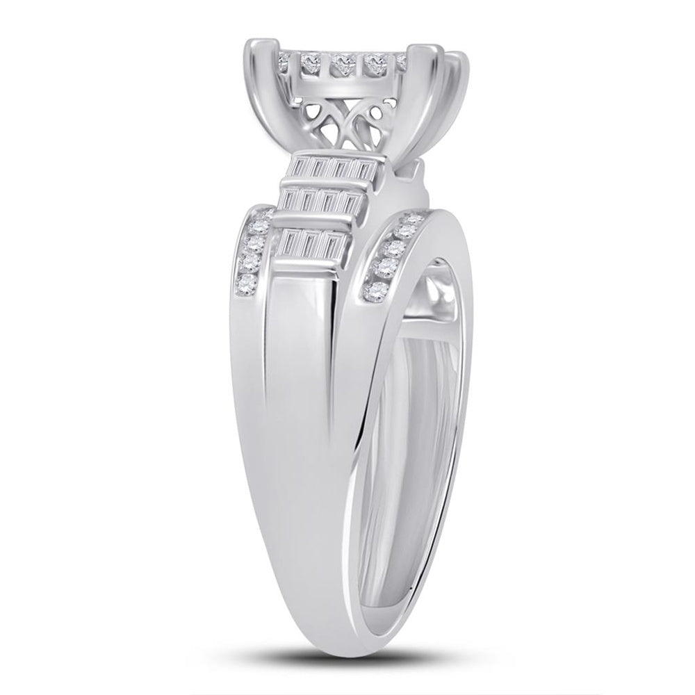 10K White Gold Princess Diamond Bridal Ring - 1 Carat Total Diamond Weight