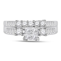 10K White Gold Princess Diamond Bridal Ring Set - 1 Carat Total Diamond Weight