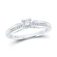 10K White Gold Princess Diamond Ring - 1/6 Carat Total Diamond Weight
