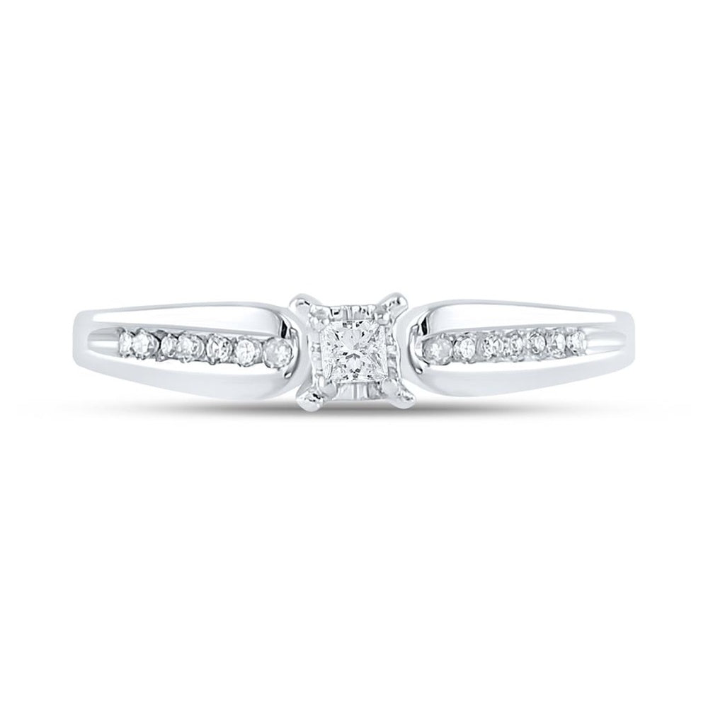 10K White Gold Princess Diamond Ring - 1/6 Carat Total Diamond Weight