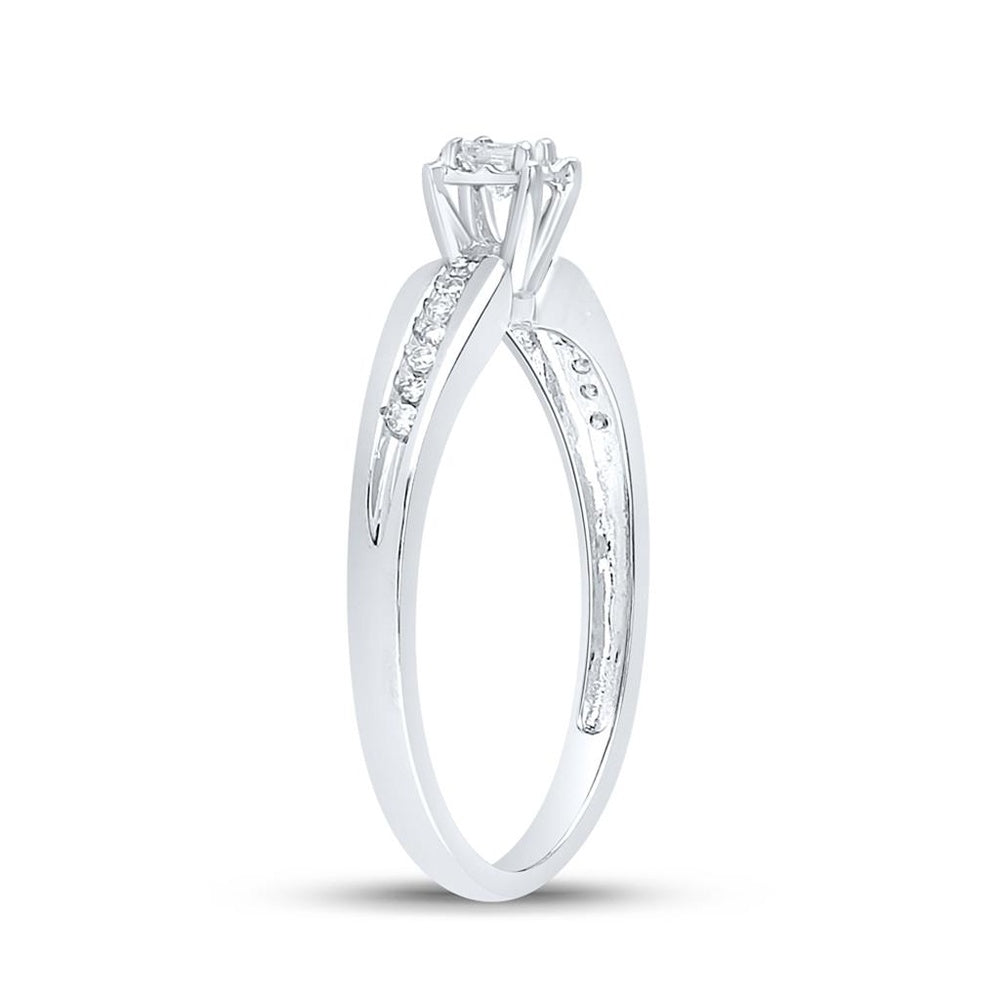 10K White Gold Princess Diamond Ring - 1/6 Carat Total Diamond Weight