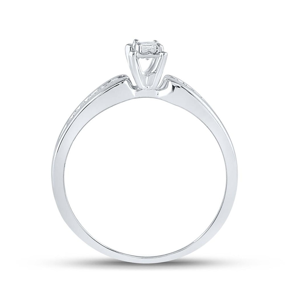 10K White Gold Princess Diamond Ring - 1/6 Carat Total Diamond Weight
