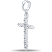 10K White Gold Prong-Set Round Diamond Cross Pendant - 0.25 Carat Total Diamond Weight