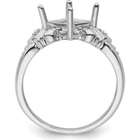 10K White Gold Ring Mounting with Polished Finish and Rhodium Plating - 8mm Top Length and Width